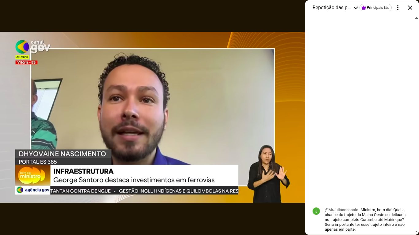 Dhyovaine Nascimento, diretor do Instituto Reritiba e do portal ES 365, durante o programa Bom Dia Ministro na Rádio GOV, em Brasília