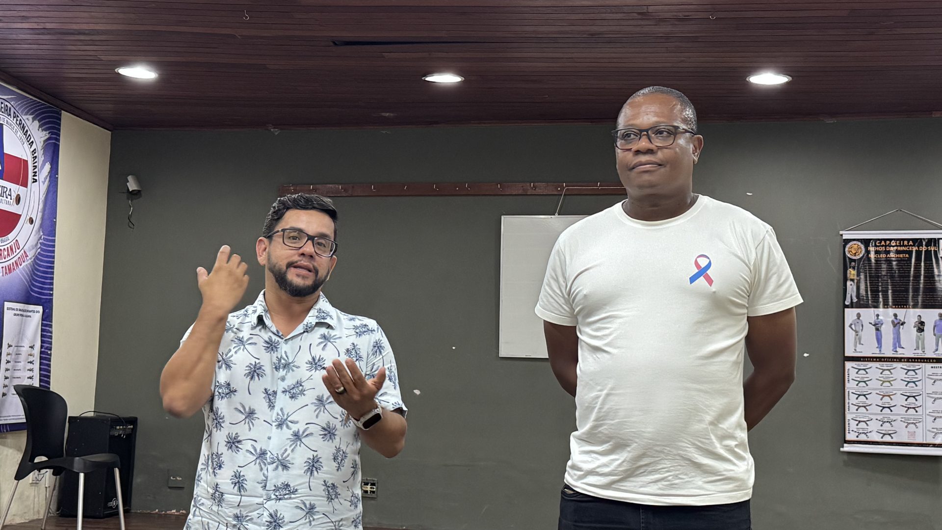 Representantes da Gerência Municipal de Cultura e Patrimônio Histórico e do Instituto Reritiba durante discussão dos projetos contemplados